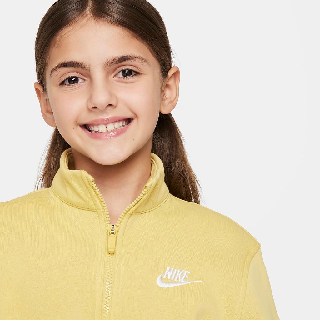 Nike Sportswear Club Fleece Big Kids&#039; (Girls&#039;) 1/2-Zip Long-Sleeve Top FD2930-700