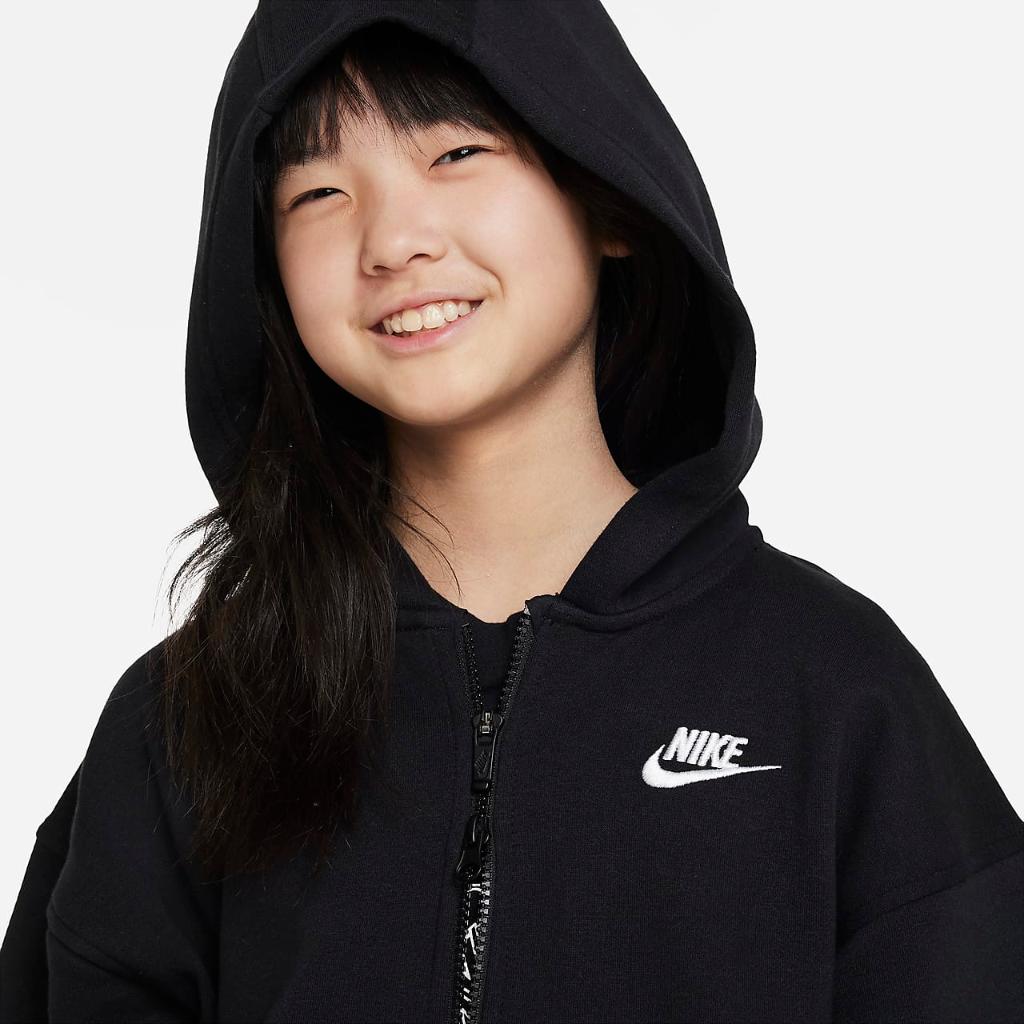 Nike Sportswear Club Fleece Big Kids&#039; (Girls&#039;) Oversized Full-Zip Hoodie FD2931-010