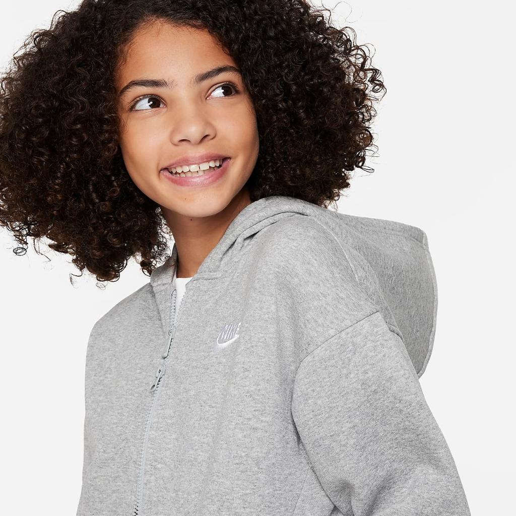 Nike Sportswear Club Fleece Big Kids&#039; (Girls&#039;) Oversized Full-Zip Hoodie FD2931-063