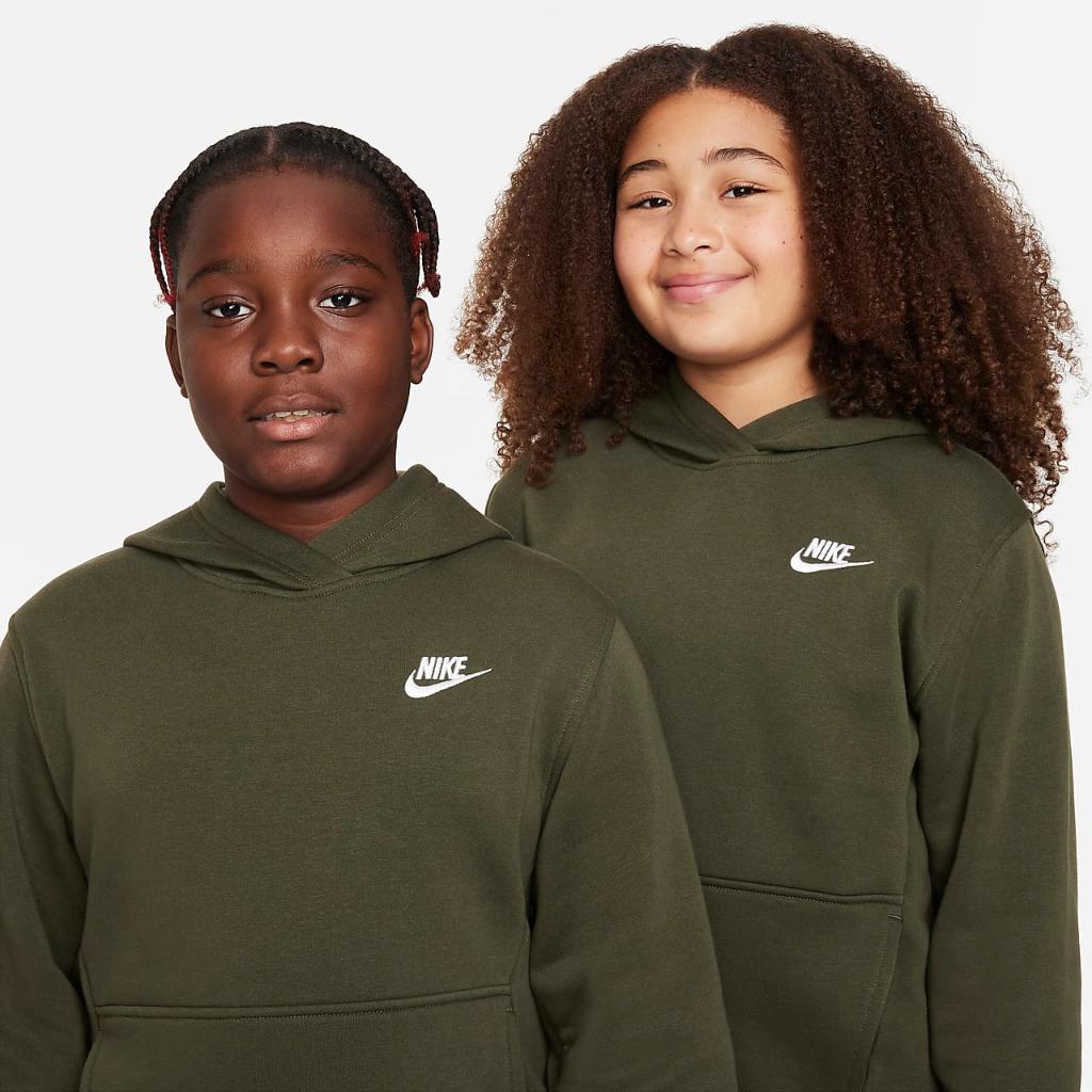 Nike Sportswear Club Fleece Big Kids&#039; Pullover Hoodie (Extended Size) FD3001-325