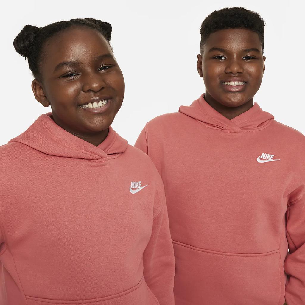Nike Sportswear Club Fleece Big Kids&#039; Pullover Hoodie (Extended Size) FD3001-655
