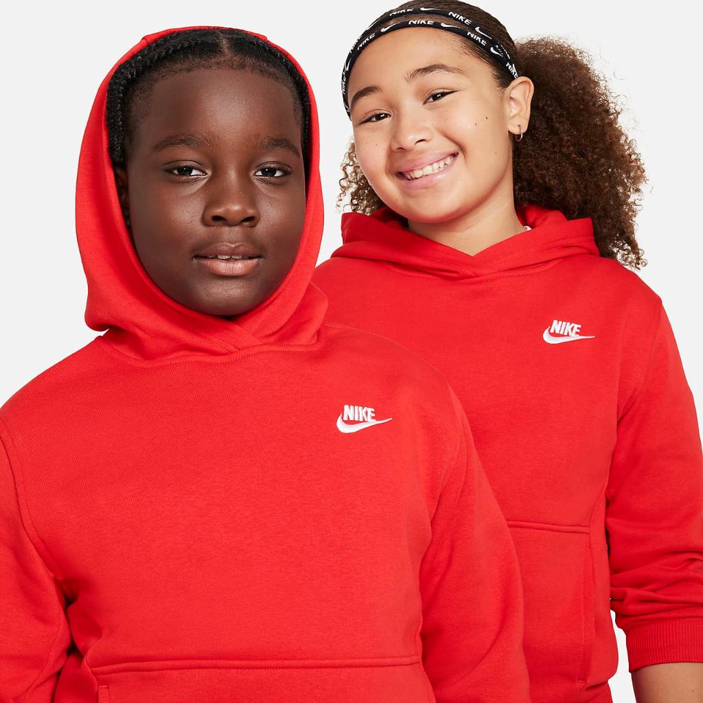 Nike Sportswear Club Fleece Big Kids&#039; Pullover Hoodie (Extended Size) FD3001-657