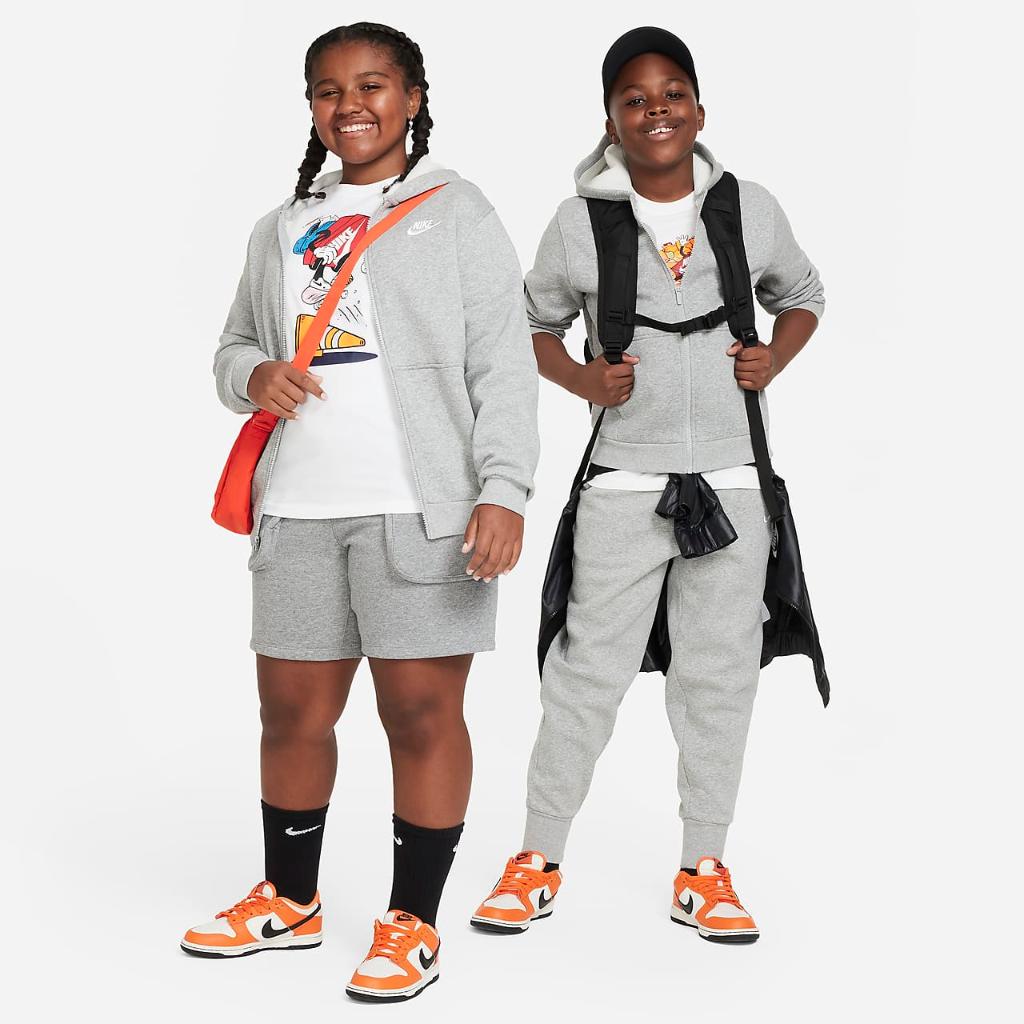 Nike Sportswear Club Fleece Big Kids&#039; Full-Zip Hoodie (Extended Size) FD3005-063