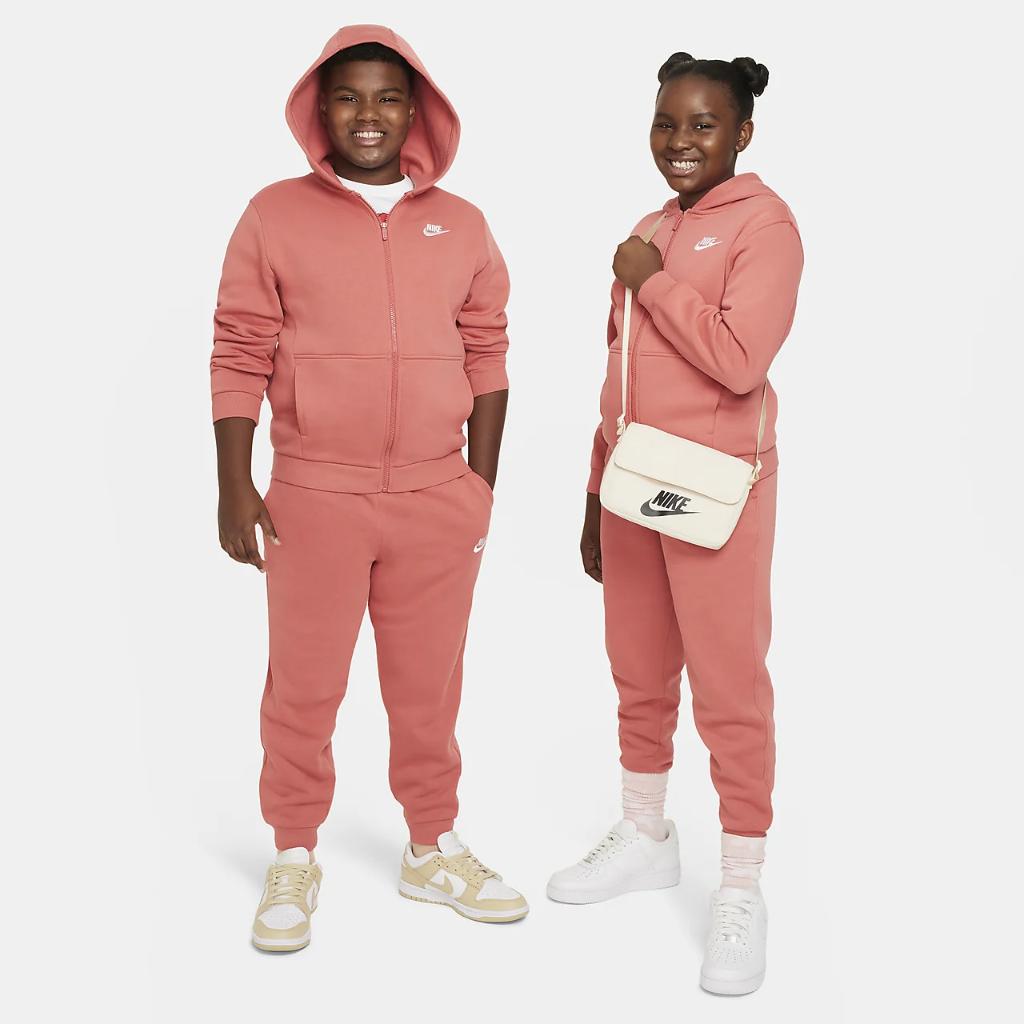 Nike Sportswear Club Fleece Big Kids&#039; Full-Zip Hoodie (Extended Size) FD3005-655