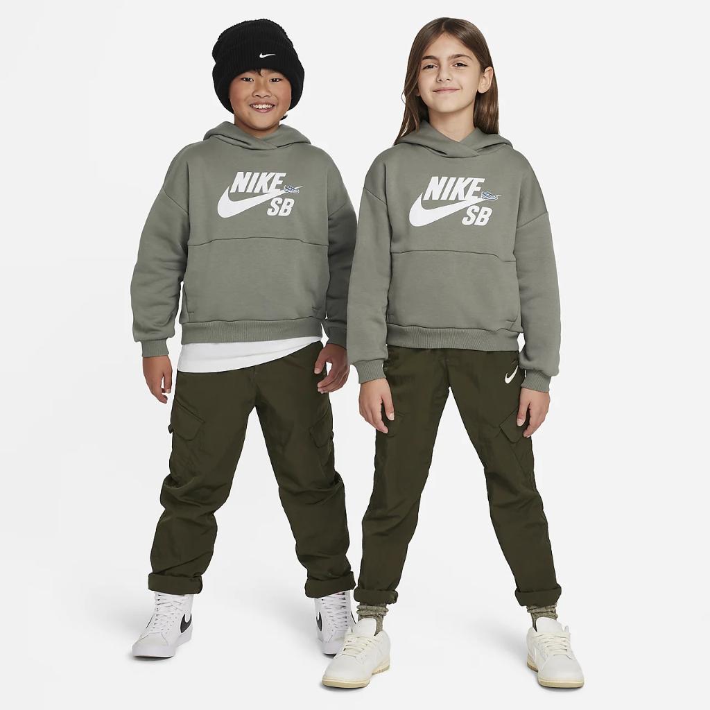Nike SB Icon Fleece EasyOn Big Kids&#039; Oversized Pullover Hoodie FD3154-053