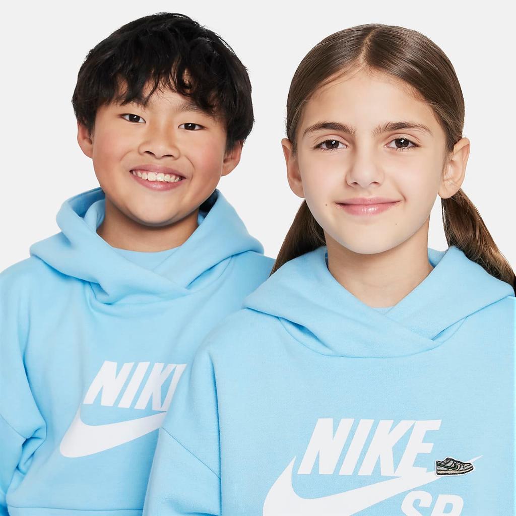 Nike SB Icon Fleece EasyOn Big Kids&#039; Oversized Pullover Hoodie FD3154-407