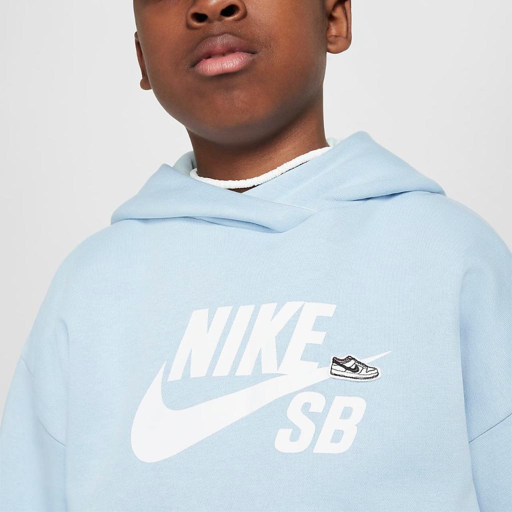 Nike SB Icon Fleece EasyOn Big Kids&#039; Oversized Pullover Hoodie FD3154-440