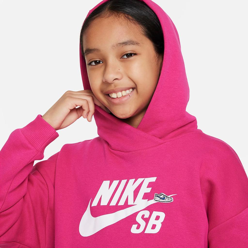 Nike SB Icon Fleece EasyOn Big Kids&#039; Oversized Pullover Hoodie FD3154-615