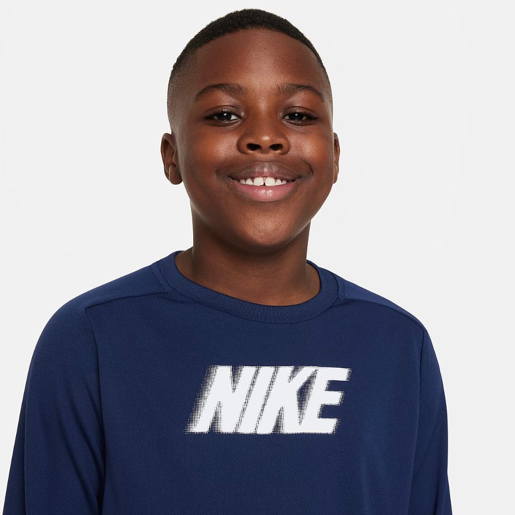 Nike Dri-FIT Multi+ Big Kids&#039; (Boys&#039;) Long-Sleeve Top (Extended Size) FD3926-410