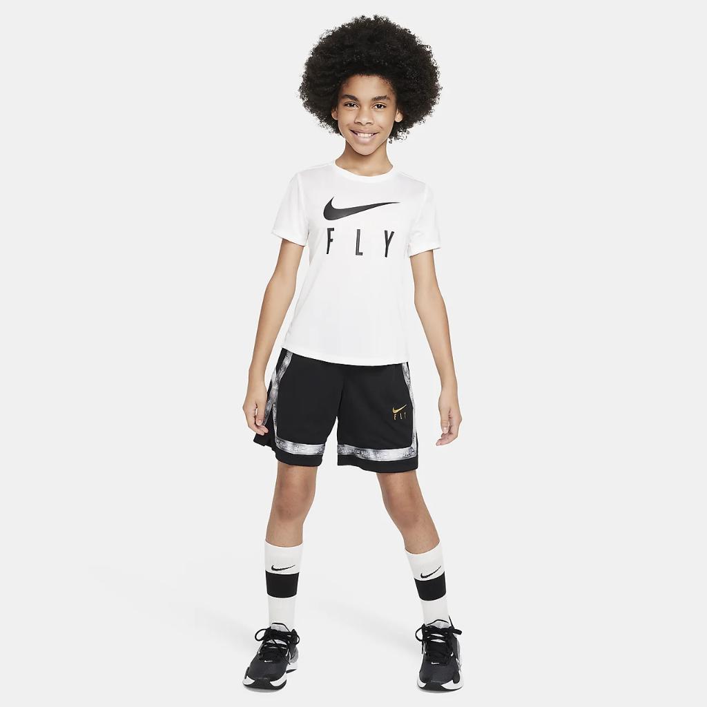 Nike Dri-FIT One Swoosh Fly Big Kids&#039; (Girls&#039;) T-Shirt FD4136-100