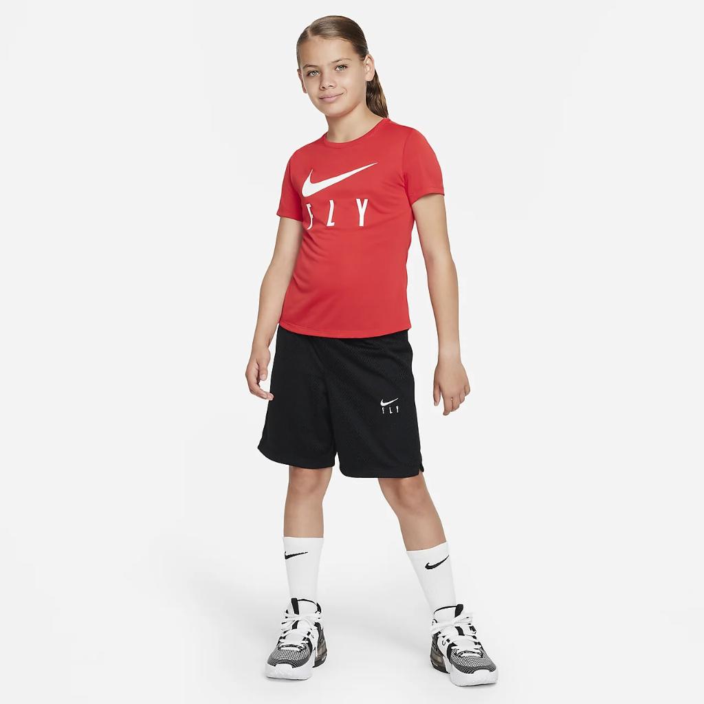 Nike Dri-FIT One Swoosh Fly Big Kids&#039; (Girls&#039;) T-Shirt FD4136-657