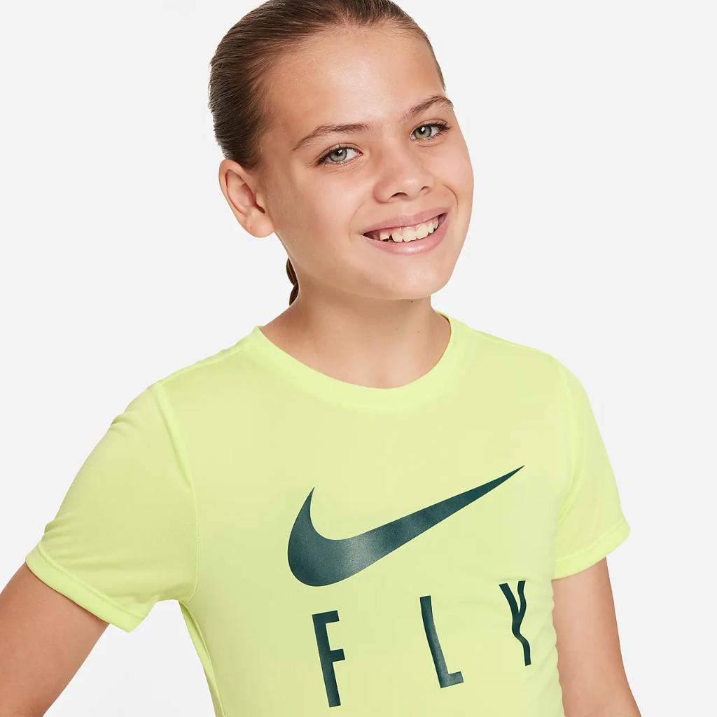 Nike Dri-FIT One Swoosh Fly Big Kids&#039; (Girls&#039;) T-Shirt FD4136-736