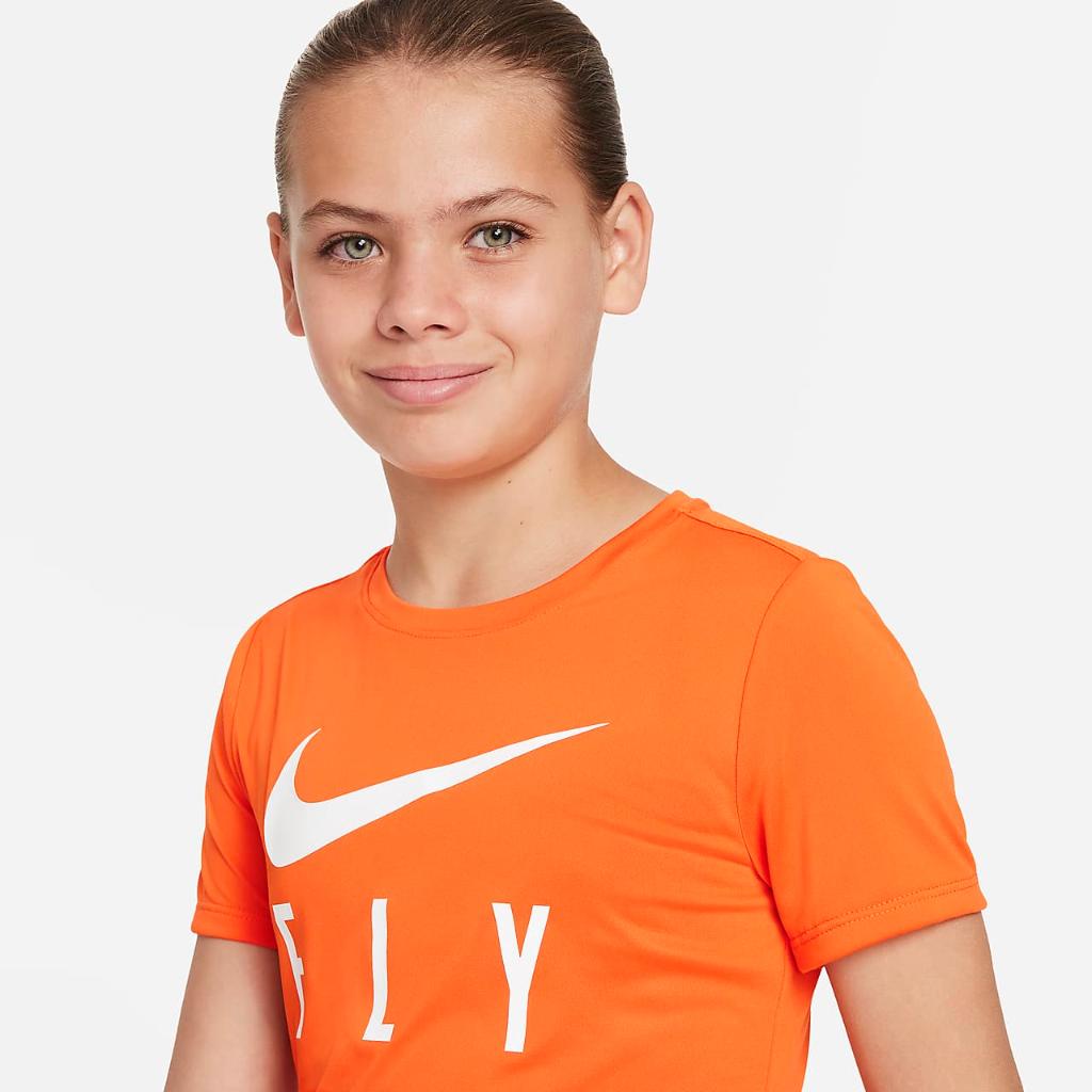 Nike Dri-FIT One Swoosh Fly Big Kids&#039; (Girls&#039;) T-Shirt FD4136-819