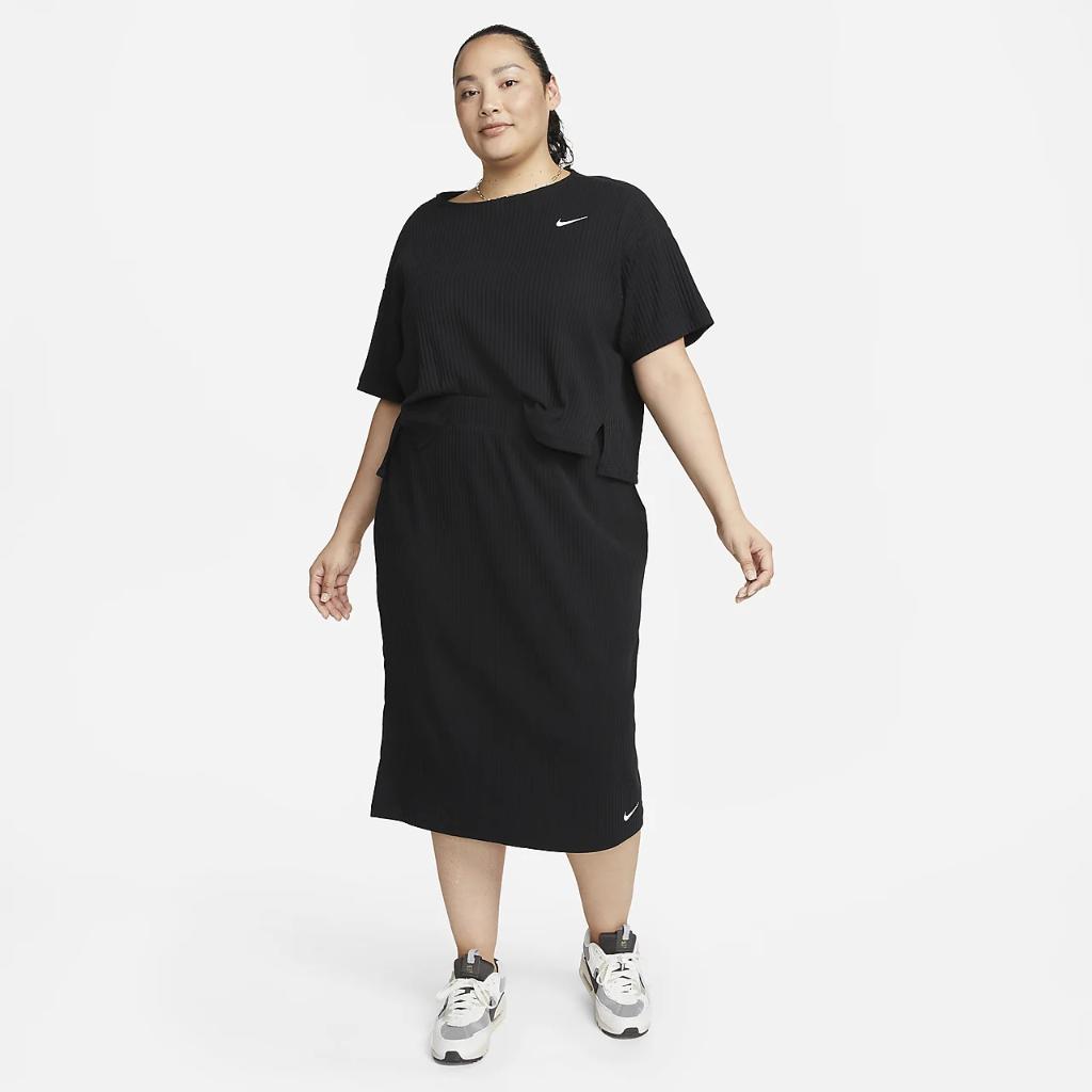 Nike Sportswear Women&#039;s High-Waisted Ribbed Jersey Skirt (Plus Size) FD7521-010