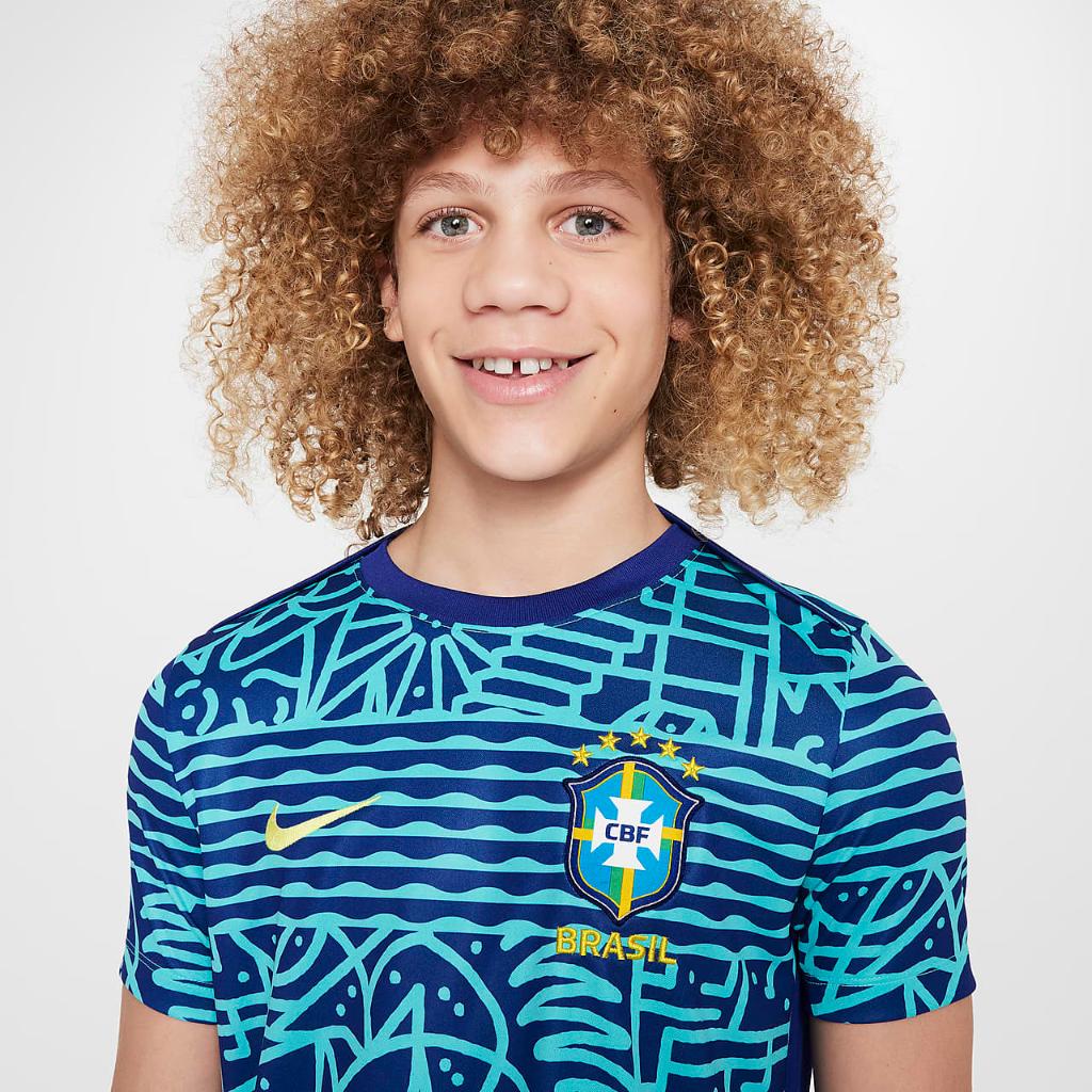 Brazil Academy Pro Big Kids&#039; Nike Dri-FIT Soccer Pre-Match Short-Sleeve Top FJ3090-445