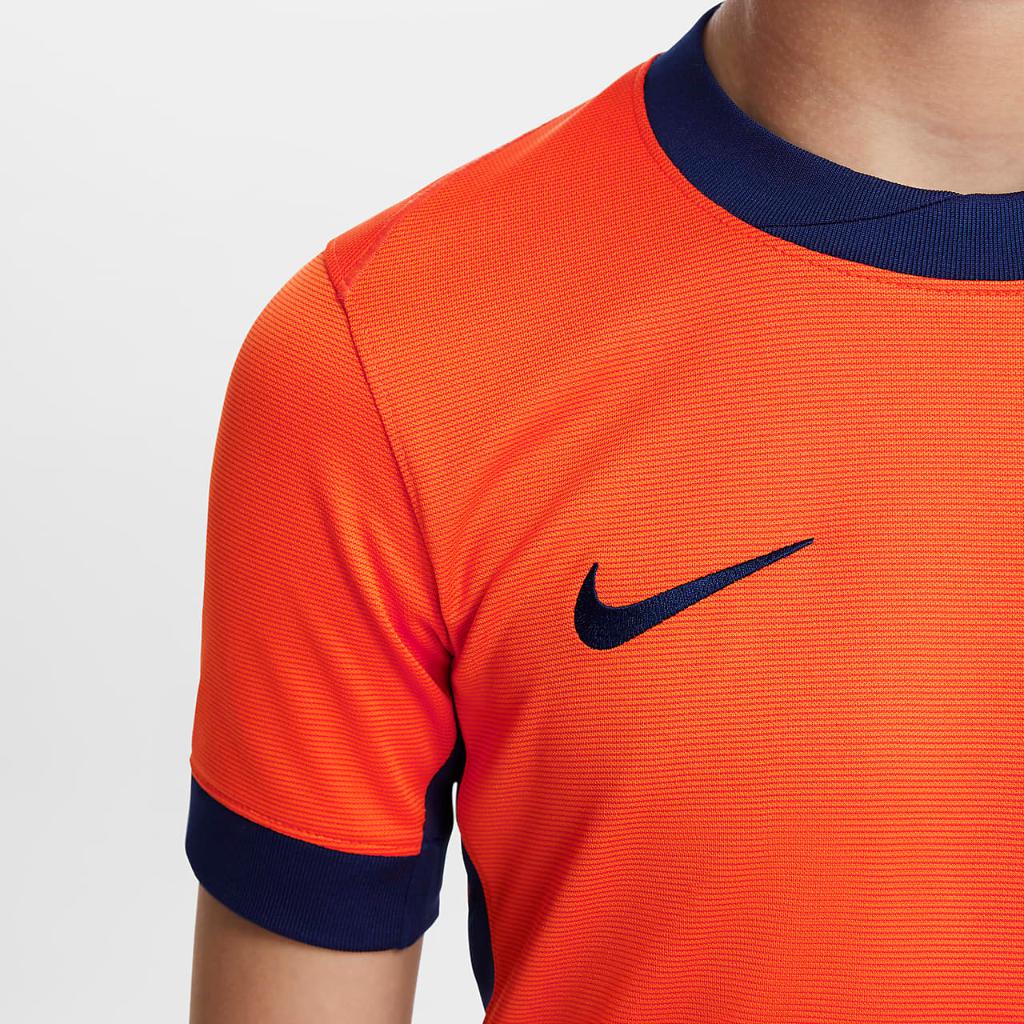 Netherlands (Men&#039;s Team) 2024/25 Stadium Home Big Kids&#039; Nike Dri-FIT Soccer Replica Jersey FJ4372-819