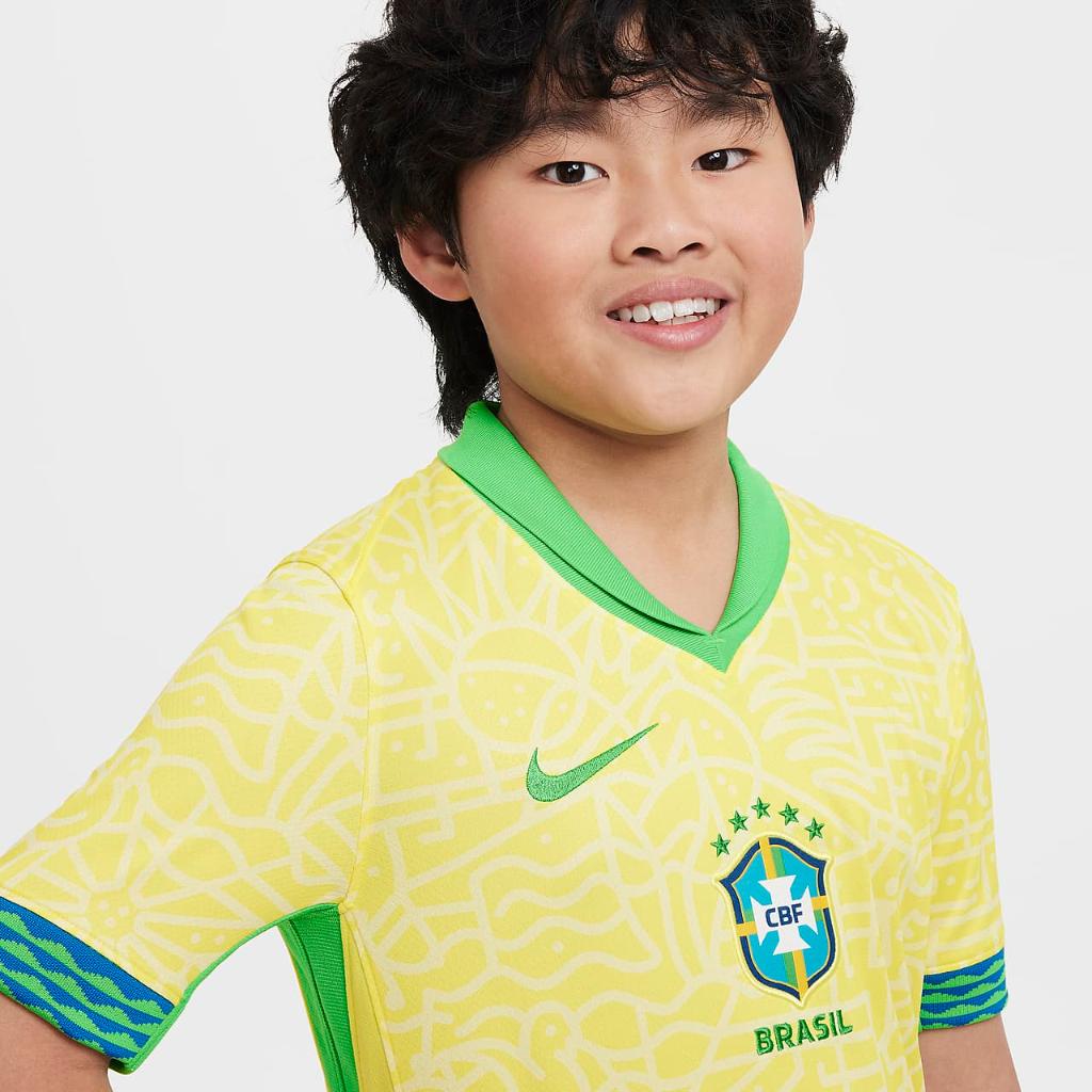 Brazil 2024 Stadium Home Big Kids&#039; Nike Dri-FIT Soccer Replica Jersey FJ4409-706