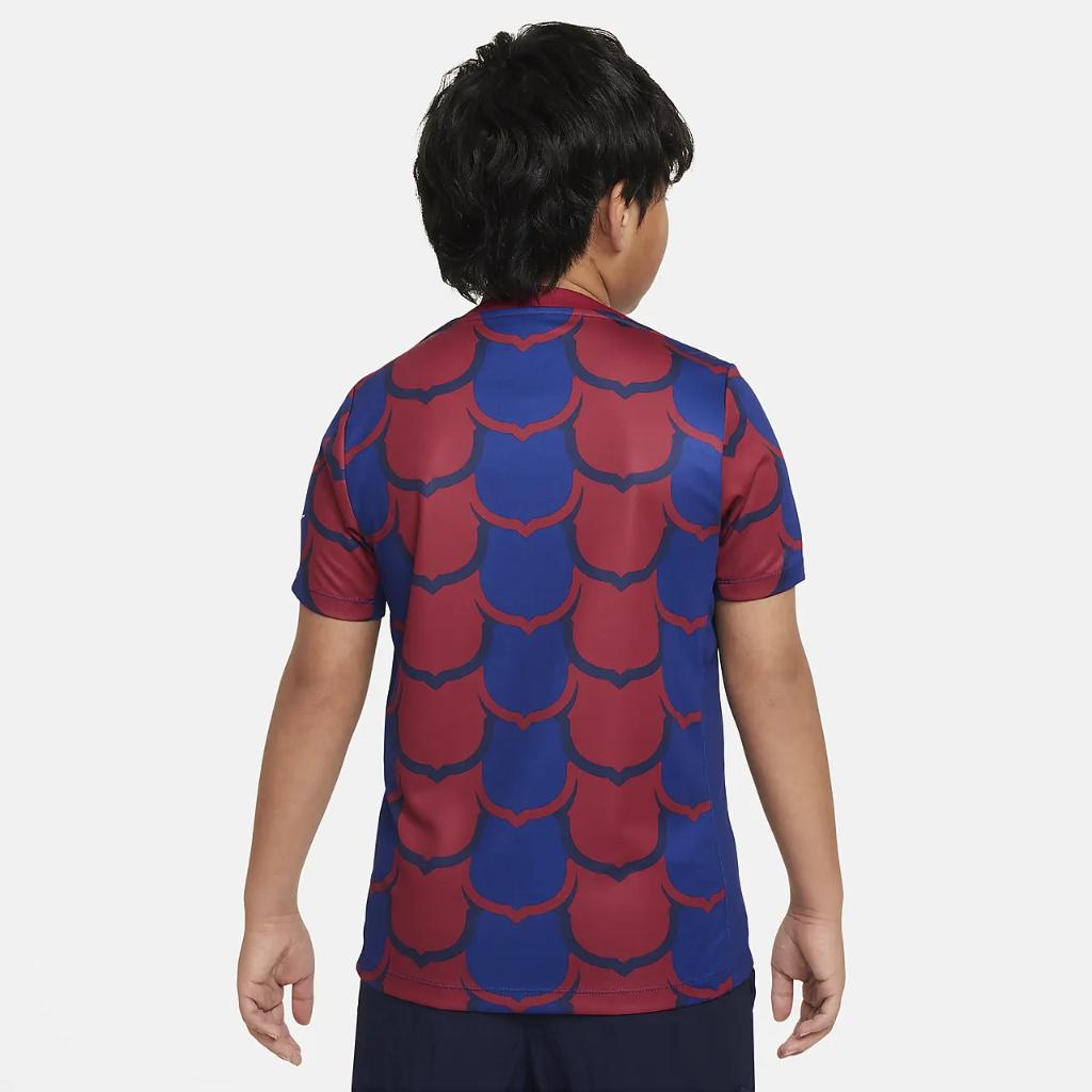 FC Barcelona Academy Pro Big Kids&#039; Nike Dri-FIT Soccer Pre-Match Top FJ5546-456