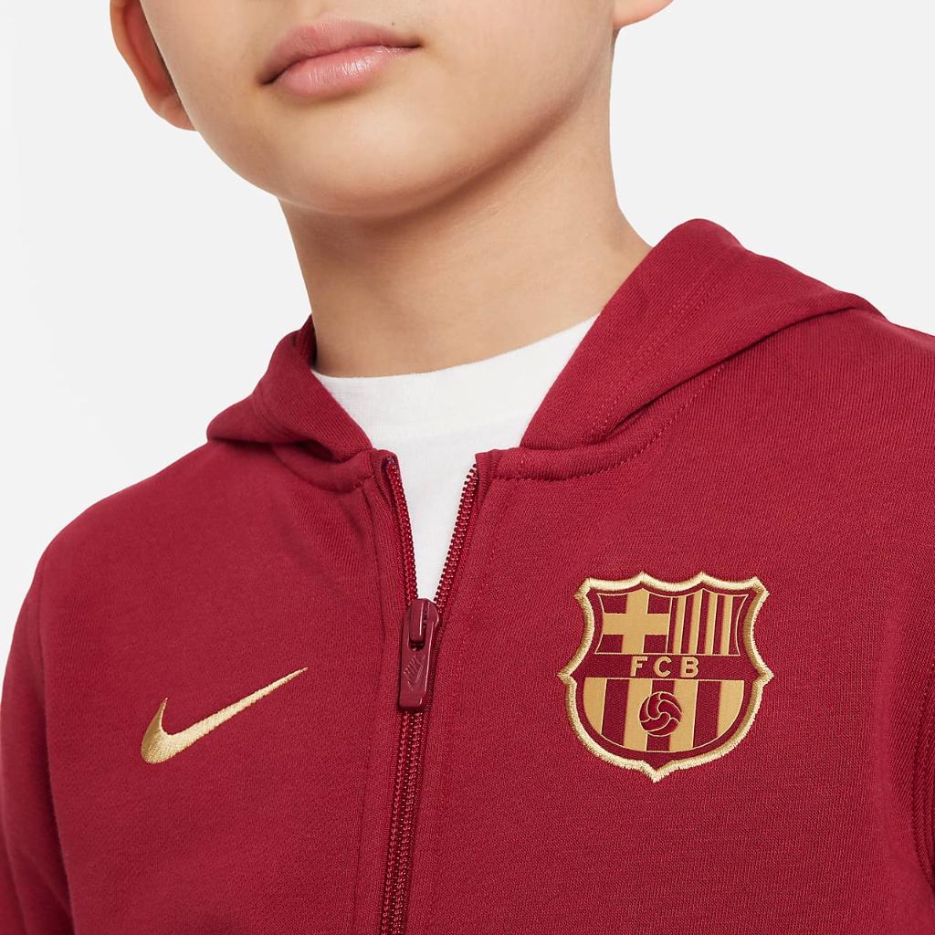 FC Barcelona Club Big Kids&#039; (Boys&#039;) Nike Soccer Full-Zip Hoodie FJ5608-620