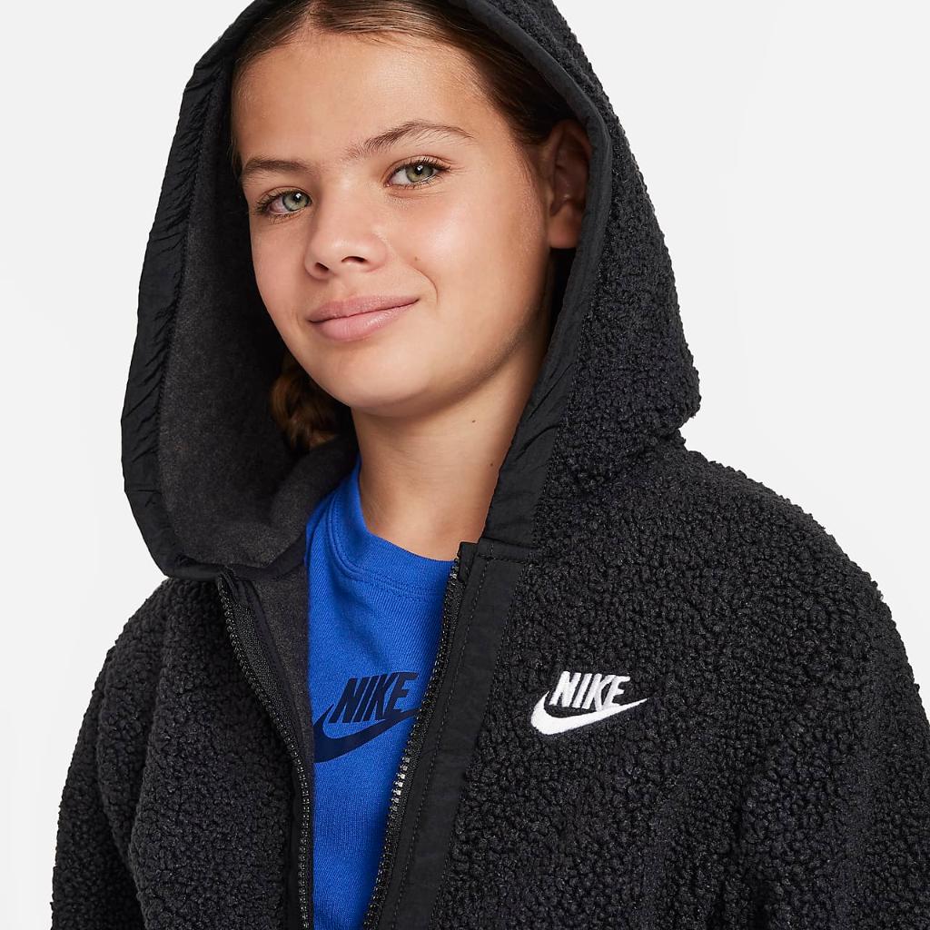 Nike Sportswear Club Fleece Big Kids&#039; Full-Zip Winterized Hoodie FJ6019-010