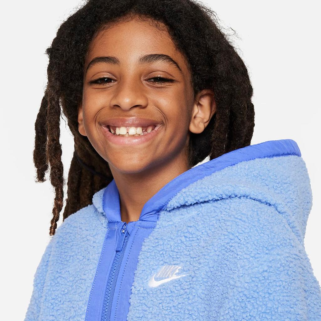 Nike Sportswear Club Fleece Big Kids&#039; Full-Zip Winterized Hoodie FJ6019-450