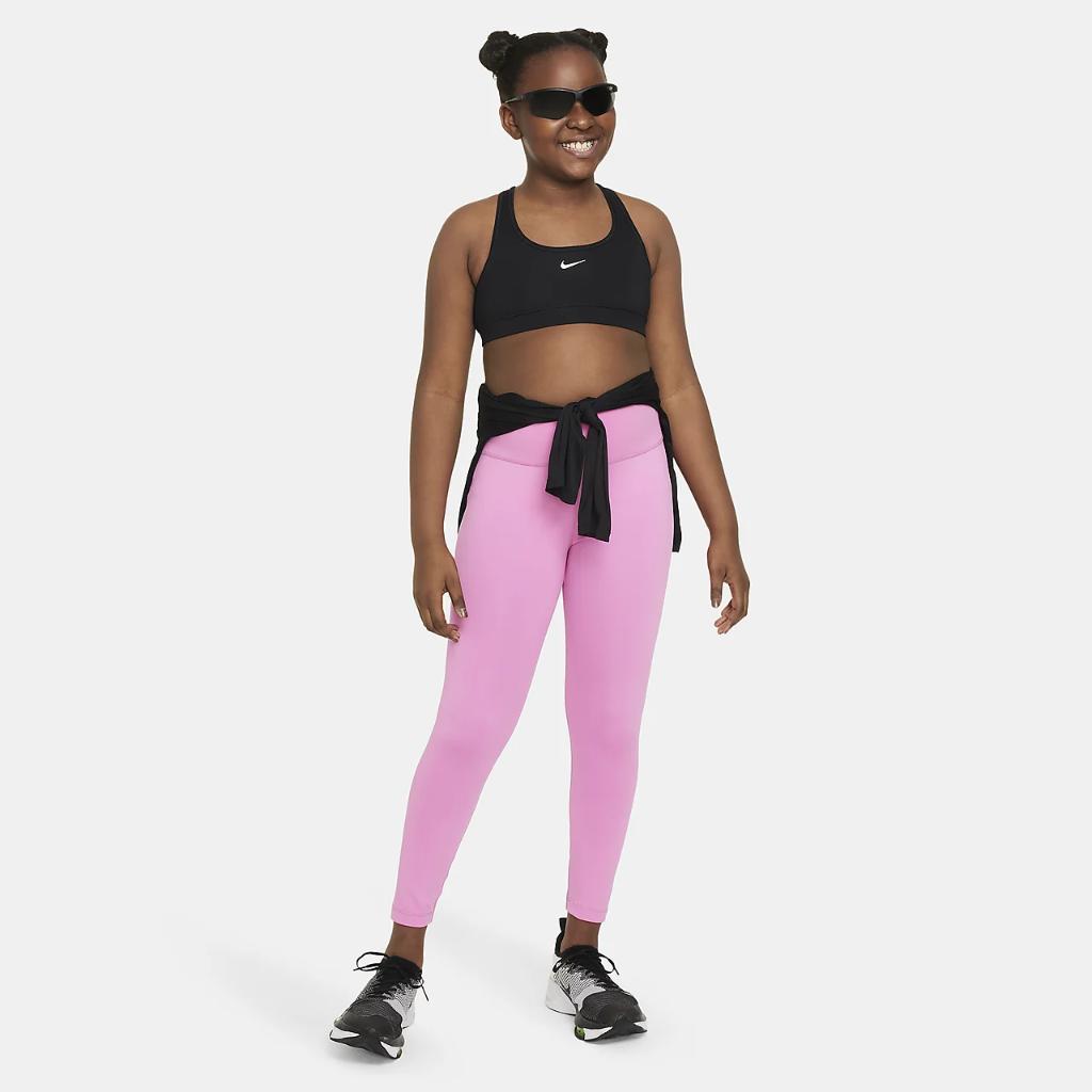 Nike Swoosh Big Kids&#039; (Girls&#039;) Sports Bra (Extended Size) FJ7162-010