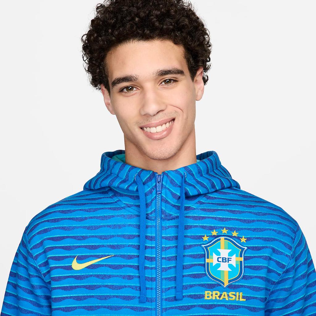 Brazil Club Fleece Men&#039;s Nike Soccer Full-Zip Hoodie FJ7239-458