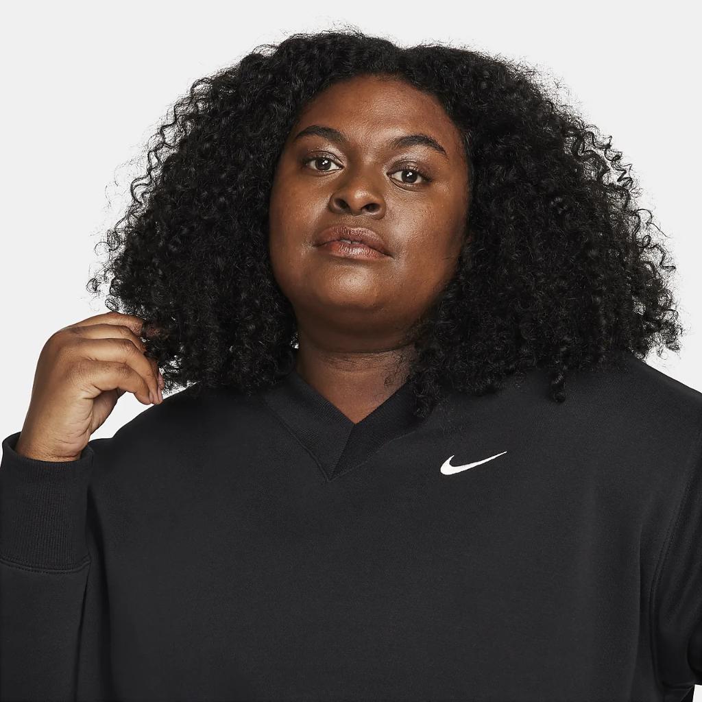 Nike Sportswear Phoenix Fleece Women&#039;s Oversized Cropped V-Neck Top (Plus Size) FN3653-010