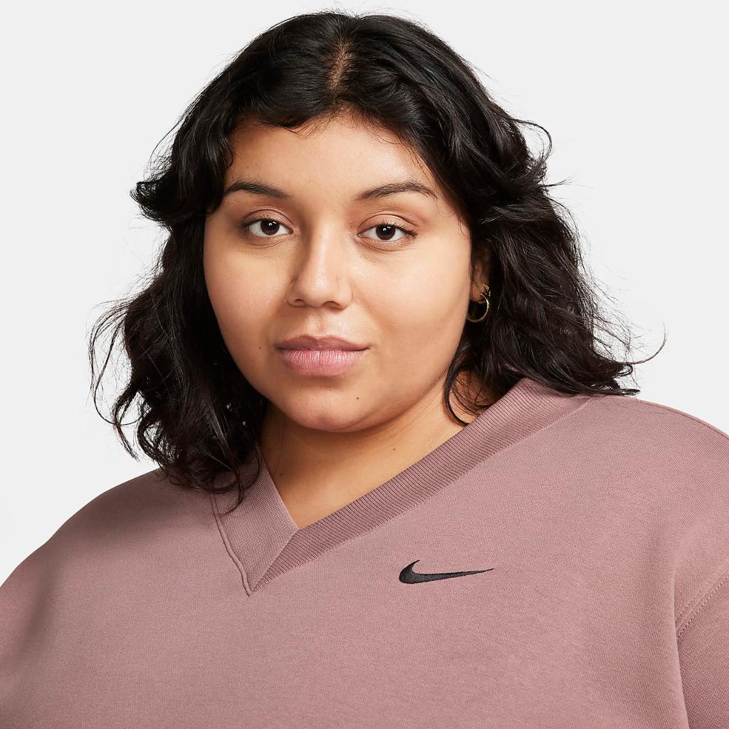 Nike Sportswear Phoenix Fleece Women&#039;s Oversized Cropped V-Neck Top (Plus Size) FN3653-208