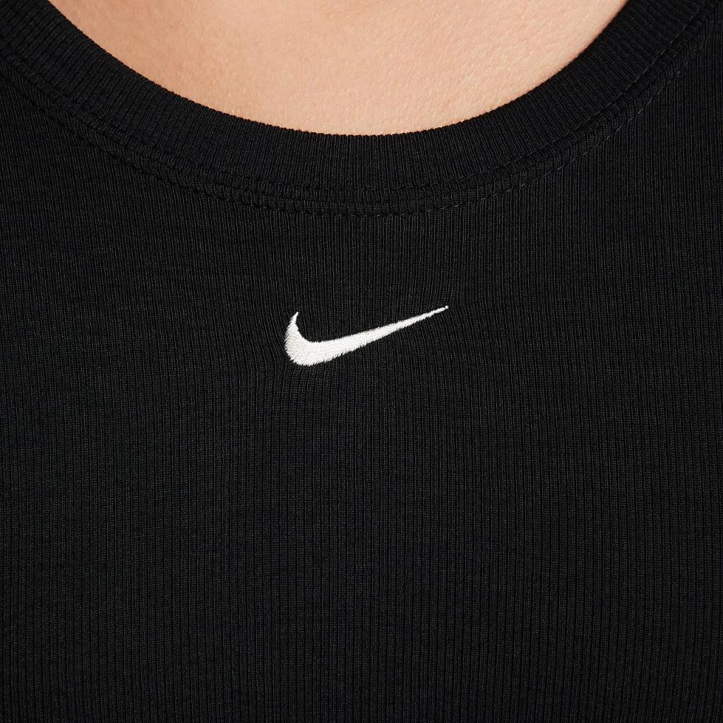 Nike Sportswear Chill Knit Women&#039;s Tight Scoop-Back Short-Sleeve Mini-Rib Top FN3664-010