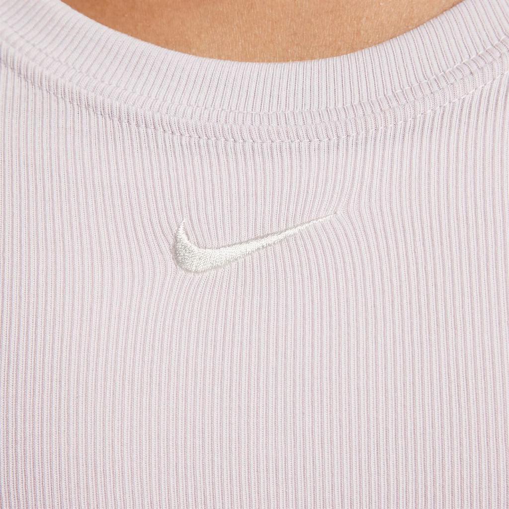 Nike Sportswear Chill Knit Women&#039;s Tight Scoop-Back Short-Sleeve Mini-Rib Top FN3664-019