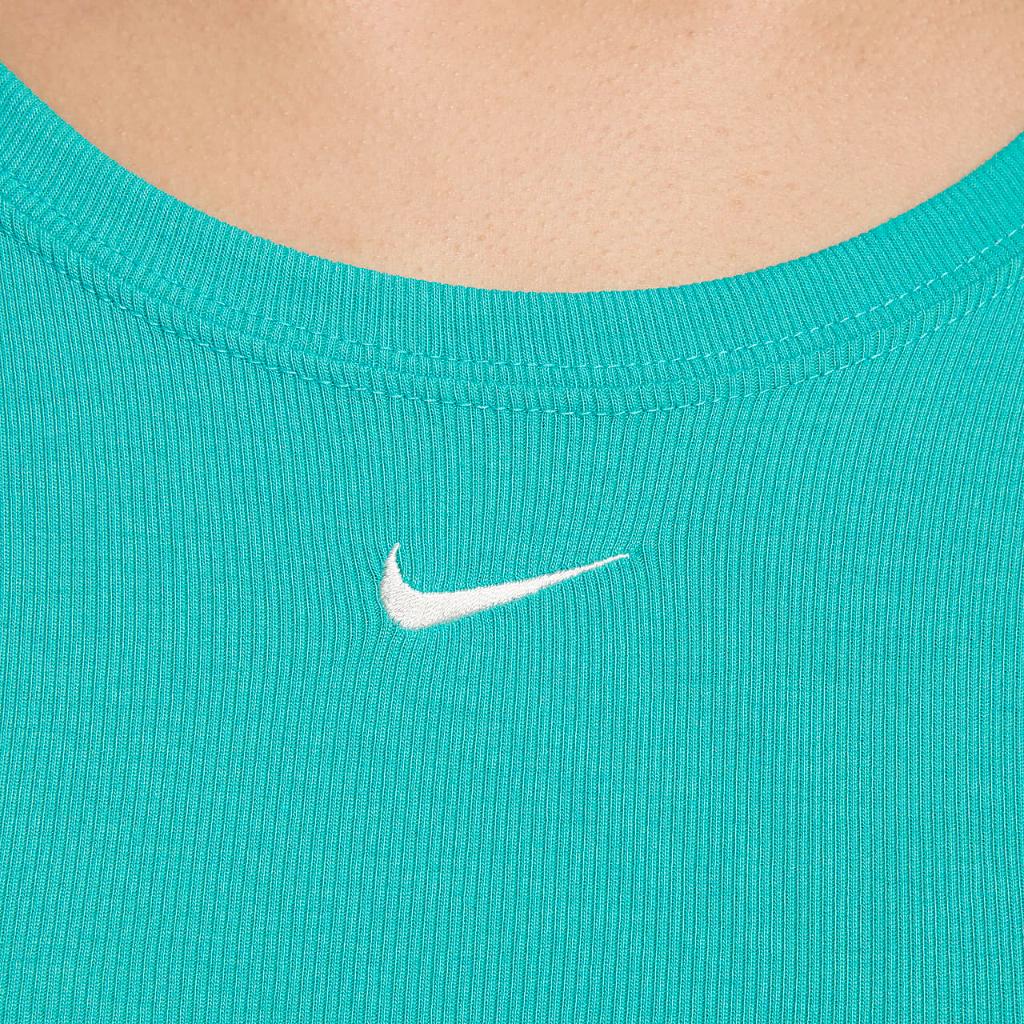 Nike Sportswear Chill Knit Women&#039;s Tight Scoop-Back Short-Sleeve Mini-Rib Top FN3664-345