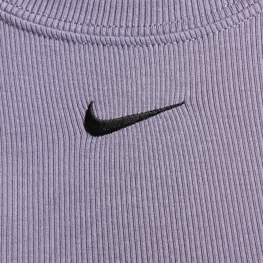 Nike Sportswear Chill Knit Women&#039;s Tight Scoop-Back Short-Sleeve Mini-Rib Top FN3664-509