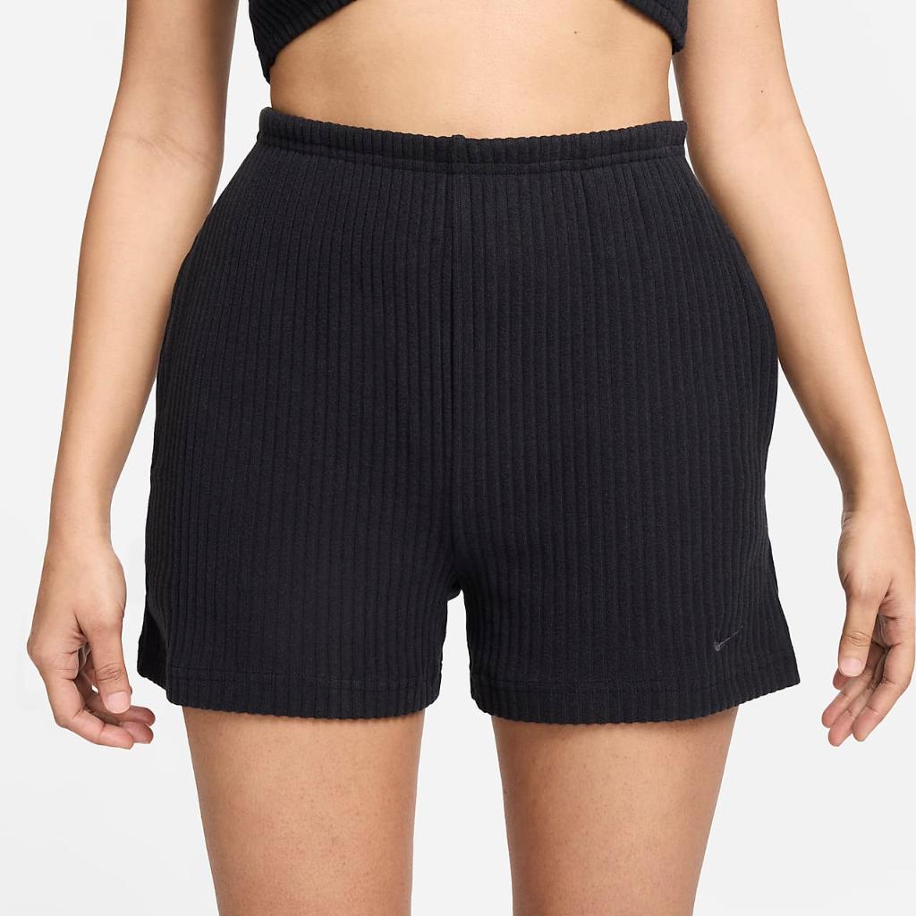 Nike Sportswear Chill Knit Women&#039;s High-Waisted Slim 3&quot; Ribbed Shorts FN3674-010