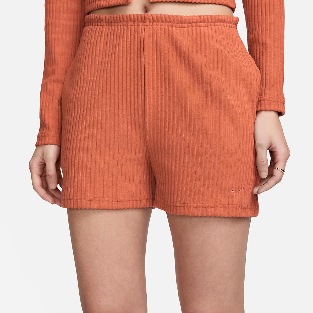 Nike Sportswear Chill Knit Women&#039;s High-Waisted Slim 3&quot; Ribbed Shorts FN3674-825