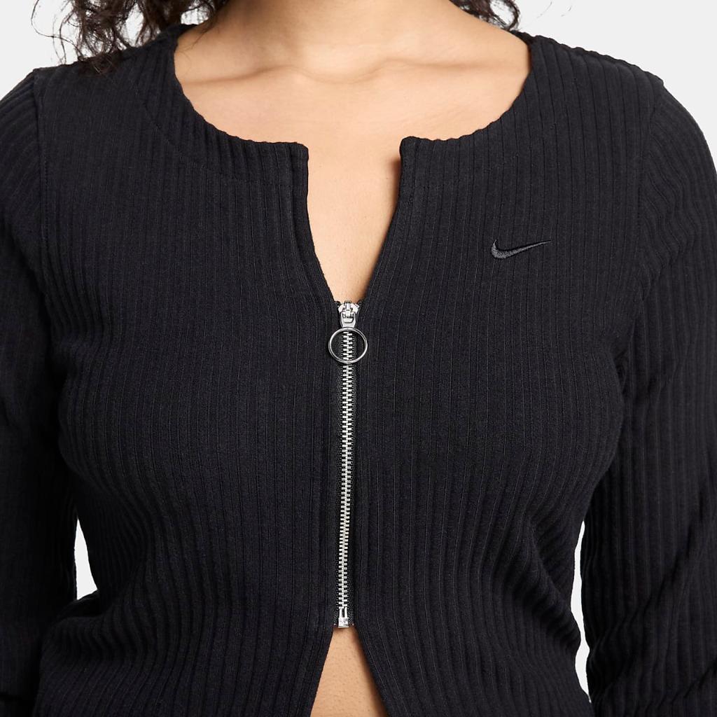 Nike Sportswear Chill Knit Women&#039;s Slim Full-Zip Ribbed Cardigan FN3682-010