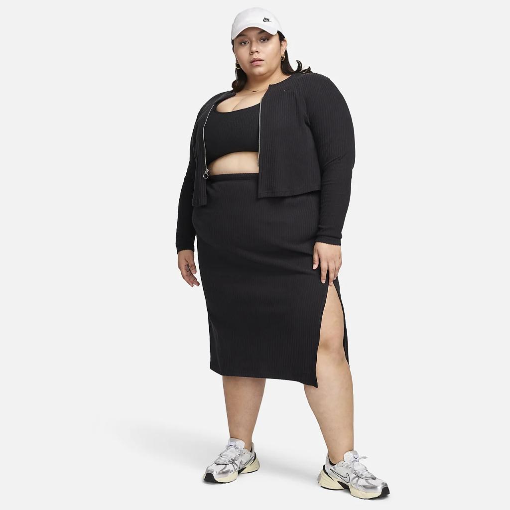 Nike Sportswear Chill Knit Women&#039;s Slim Full-Zip Ribbed Cardigan (Plus Size) FN3684-010