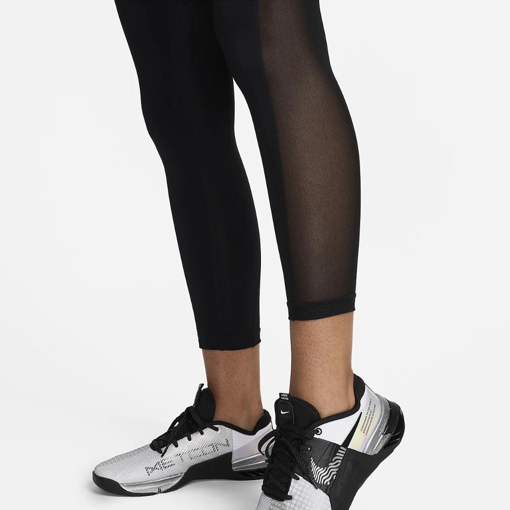 Nike Pro Women&#039;s Mid-Rise 7/8 Mesh-Paneled Leggings FN4981-010