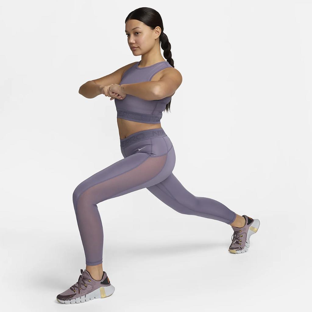 Nike Pro Women&#039;s Mid-Rise 7/8 Mesh-Paneled Leggings FN4981-509