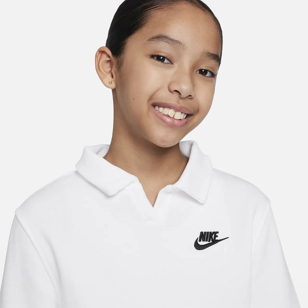 Nike Sportswear Club Fleece Big Kids&#039; (Girls&#039;) Polo Top FN8633-100