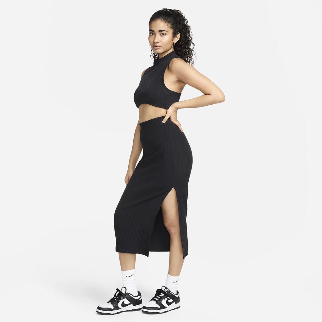 Nike Sportswear Chill Knit Women&#039;s Slim Ribbed Midi Skirt FQ1636-010
