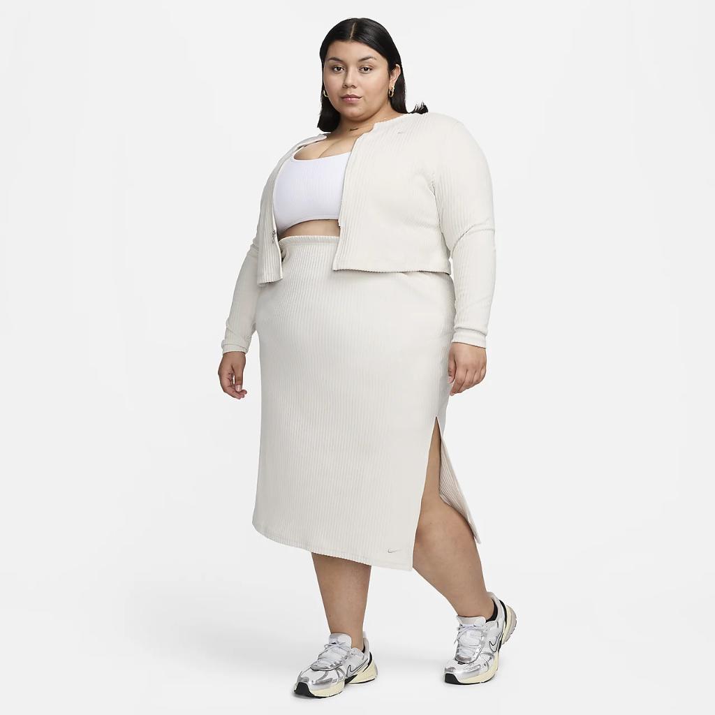 Nike Sportswear Chill Knit Women&#039;s Slim Midi Ribbed Skirt (Plus Size) FV8075-104