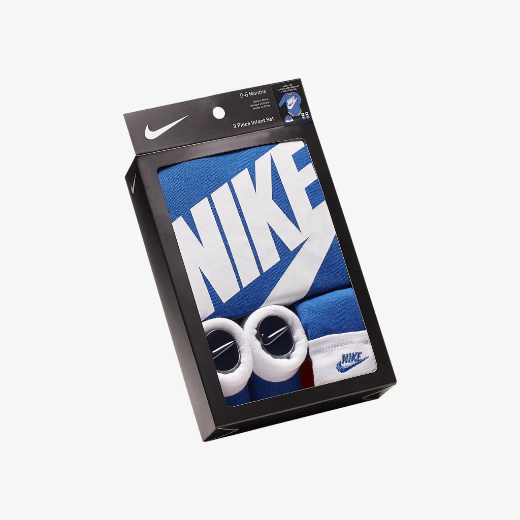 Nike Baby (0-6M) Bodysuit, Hat and Booties Box Set LN0134-U89