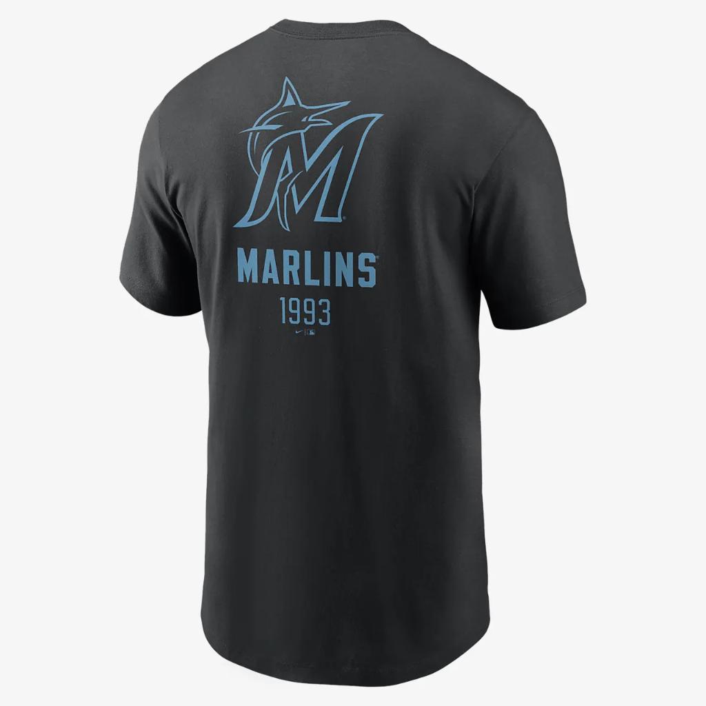 Miami Marlins Large Logo Back Stack Men&#039;s Nike MLB T-Shirt N19900AMQMLVQ-00A