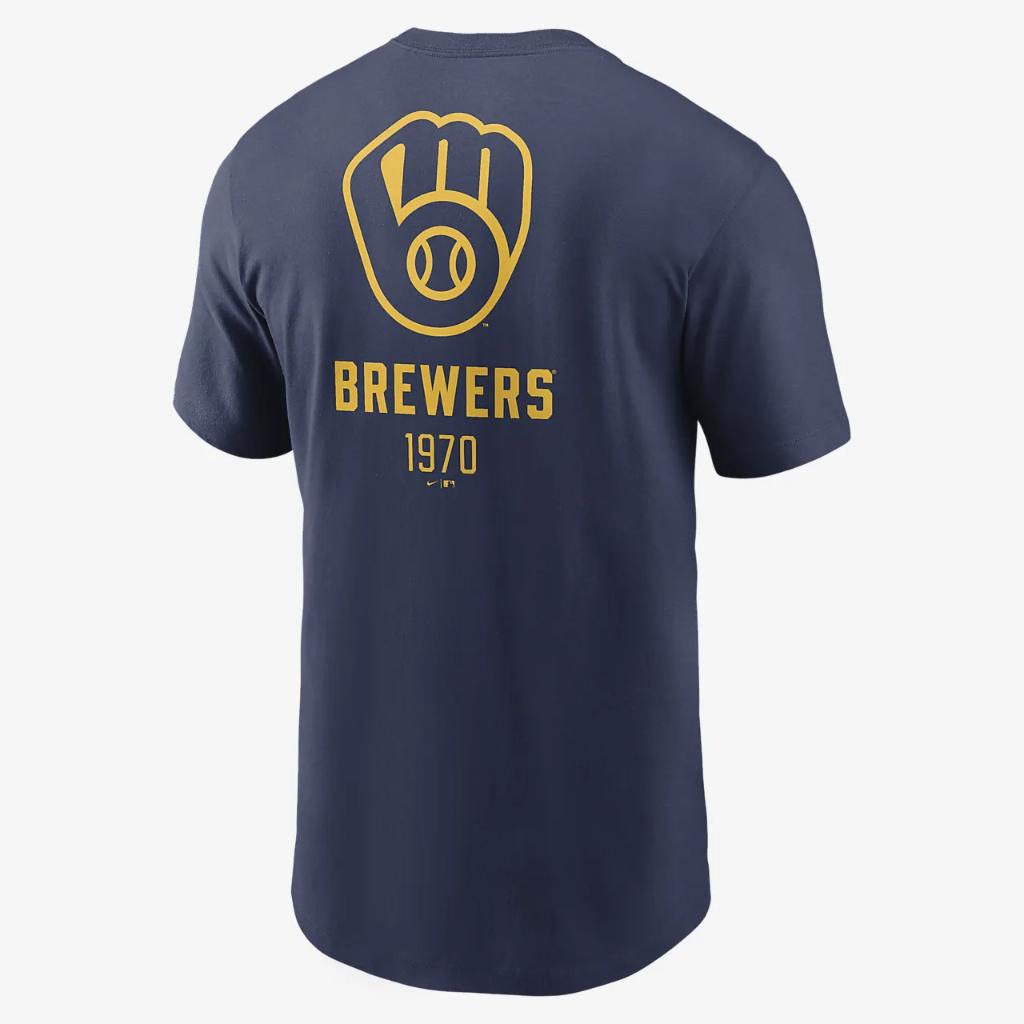 Milwaukee Brewers Large Logo Back Stack Men&#039;s Nike MLB T-Shirt N19944BMZBLVQ-44B