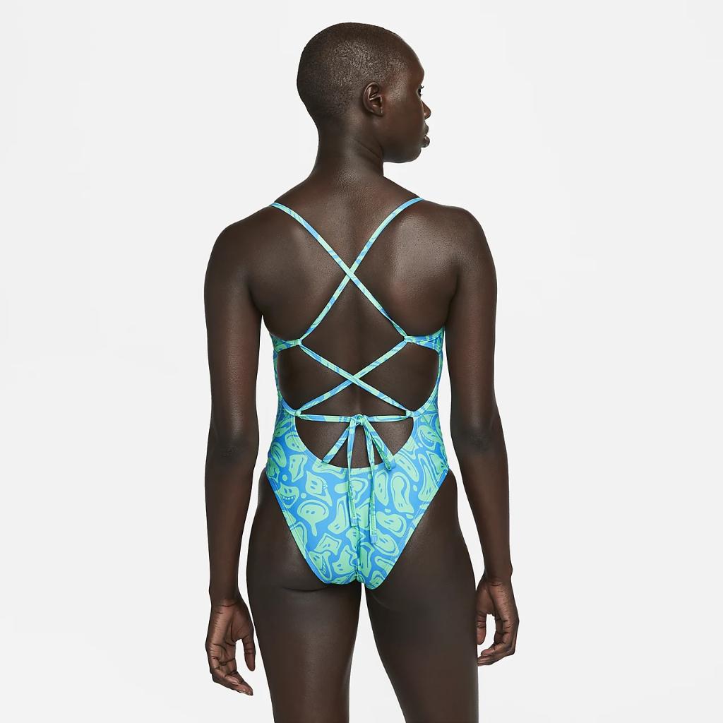 Nike HydraStrong Women&#039;s Lace-Up Tie-Back 1-Piece Swimsuit NESSD015-380