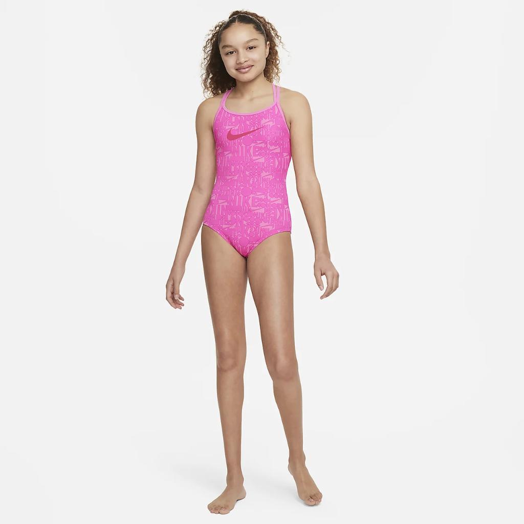 Nike Swim Retro Flow Big Kids&#039; (Girls&#039;) T-Back One-Piece Swimsuit NESSE720-691