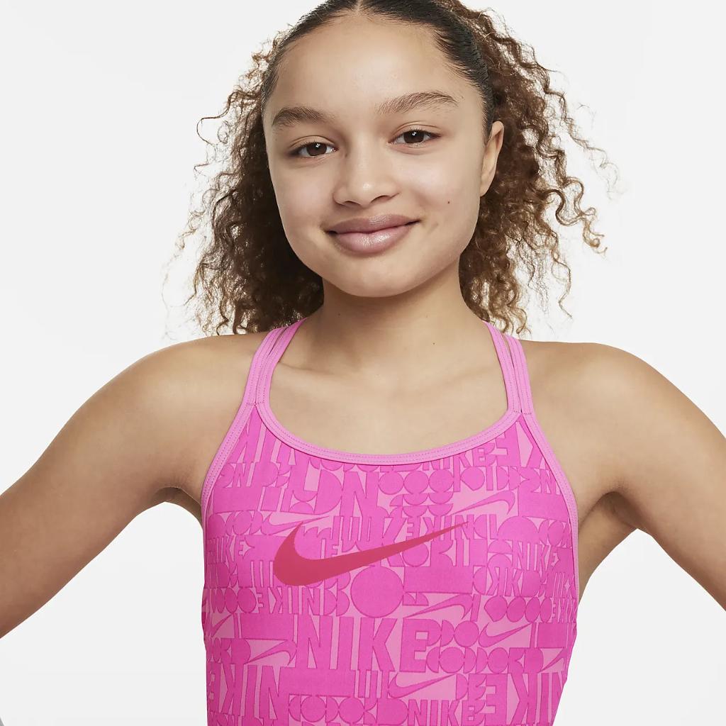 Nike Swim Retro Flow Big Kids&#039; (Girls&#039;) T-Back One-Piece Swimsuit NESSE720-691