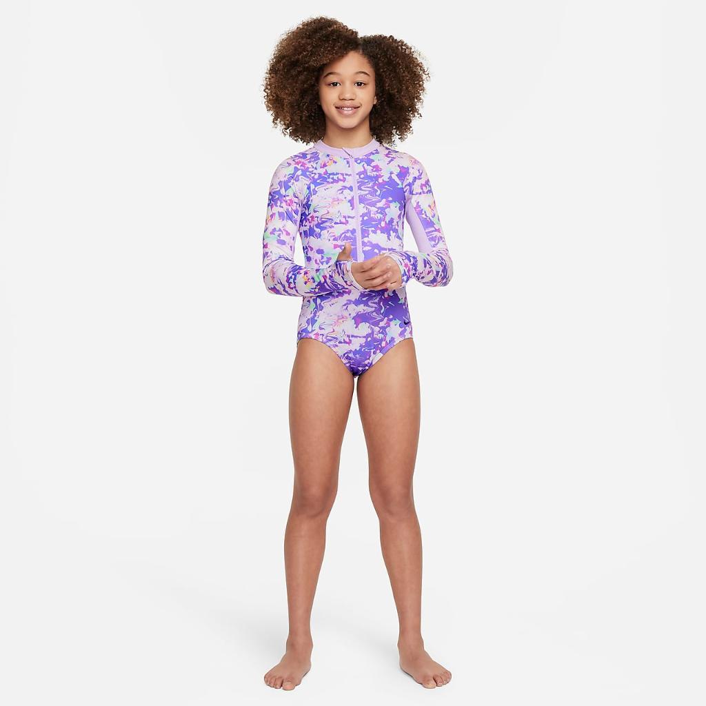 Nike Swim Big Kids&#039; (Girls&#039;) Long-Sleeve One-Piece Swimsuit NESSE733-594