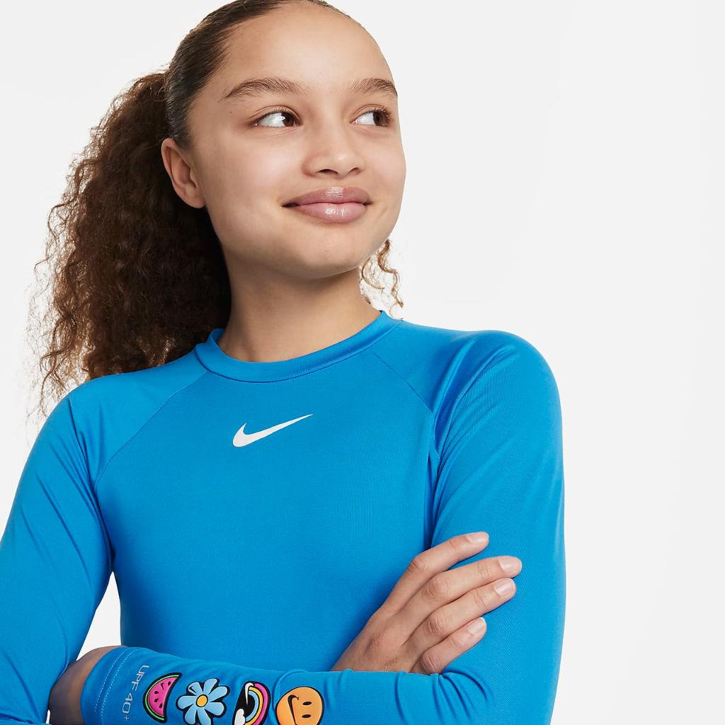 Nike Swim Charms Big Kids&#039; (Girls&#039;) Long-Sleeve Hydroguard NESSE739-458